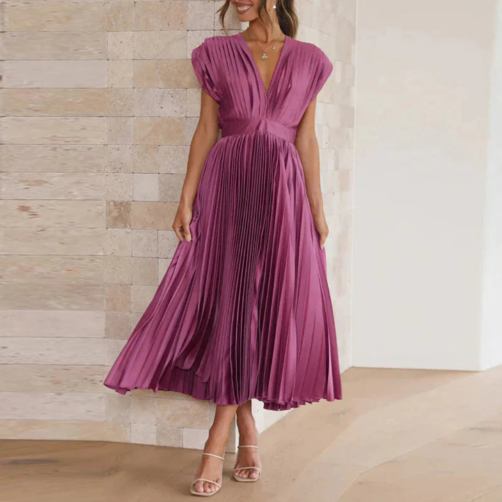 Nowoczesna Sukienka V-Neck Bez Rękawów dla Kobiet – Chic Styl Dzienny do Wieczornego
