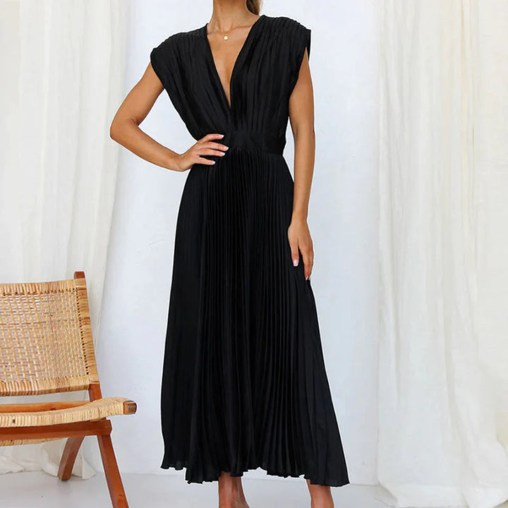 Nowoczesna Sukienka V-Neck Bez Rękawów dla Kobiet – Chic Styl Dzienny do Wieczornego