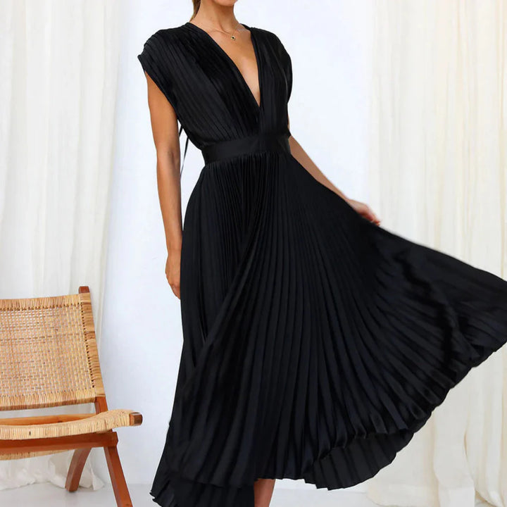 Nowoczesna Sukienka V-Neck Bez Rękawów dla Kobiet – Chic Styl Dzienny do Wieczornego
