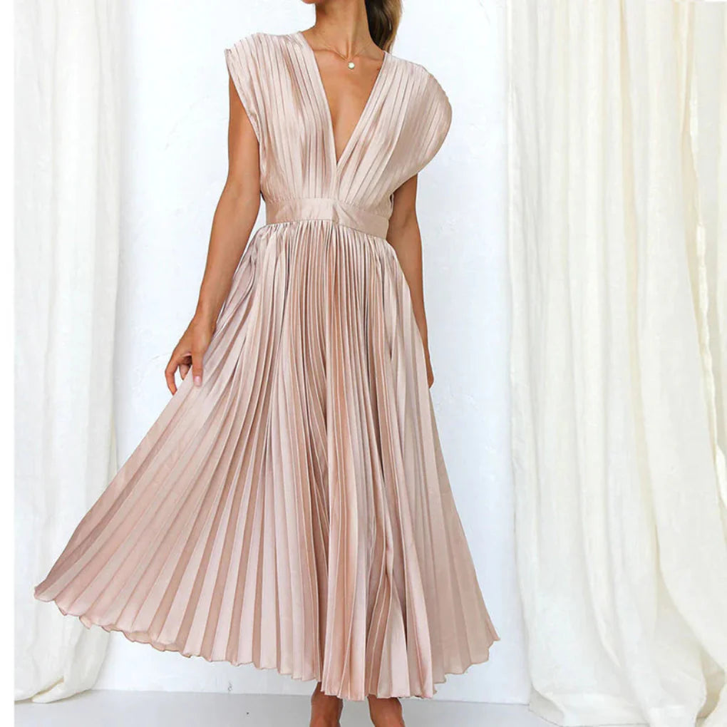Nowoczesna Sukienka V-Neck Bez Rękawów dla Kobiet – Chic Styl Dzienny do Wieczornego