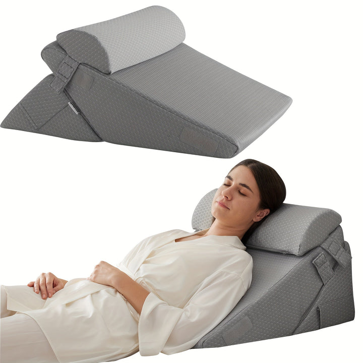 Regulowana Ortopedyczna Poduszka Klinowa RelaxPlus - Premium System Wsparcia z Pianki Memory 7 w 1