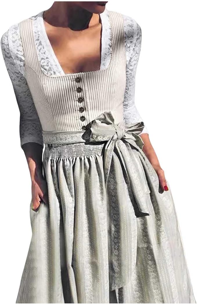 Damski zestaw dirndl z listwą guzikową i fartuszkiem