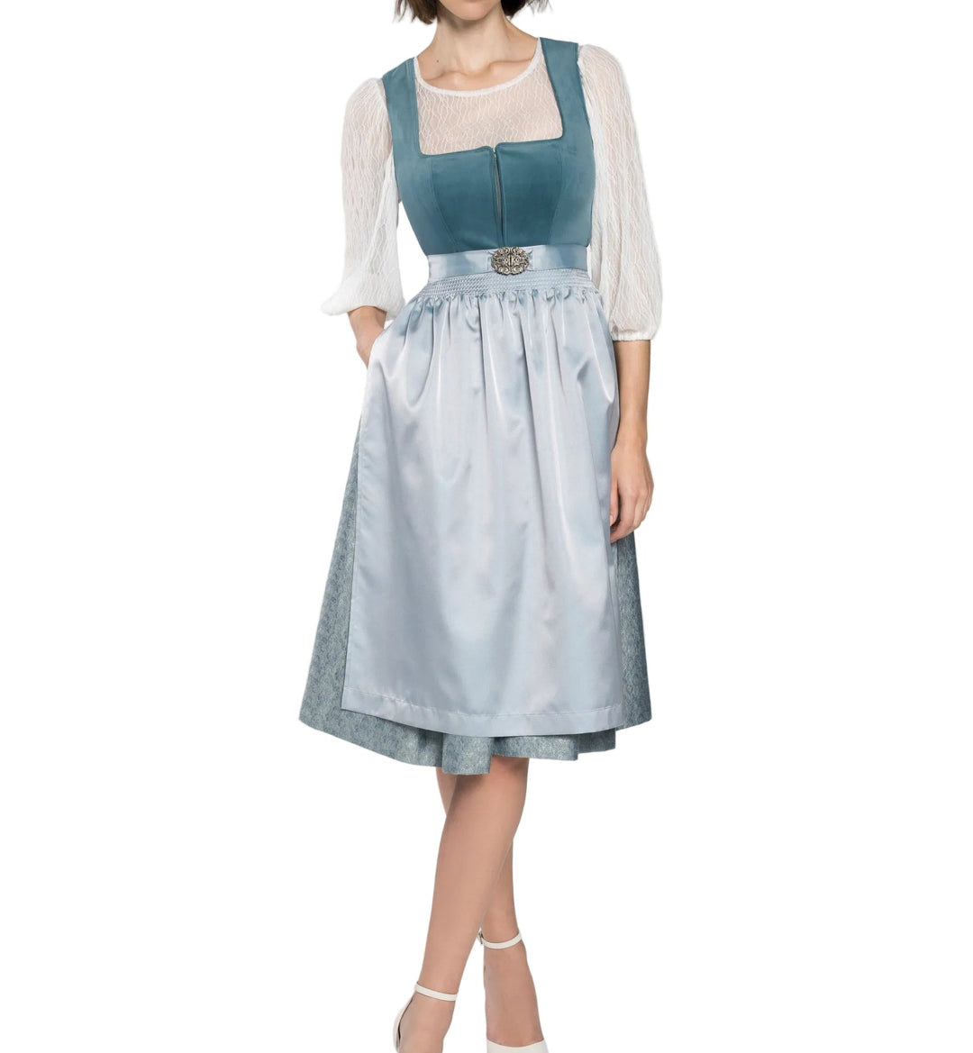 Damski zestaw dirndl z bluzką ze stójką i spódnicą