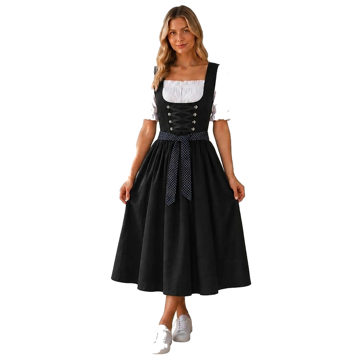 Damska dirndl midi ze sznurowanym gorsetem