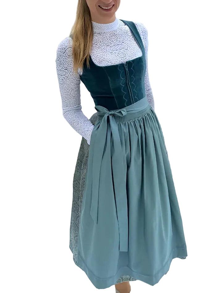 Tradycyjna sukienka dirndl damska midi z fartuszkiem