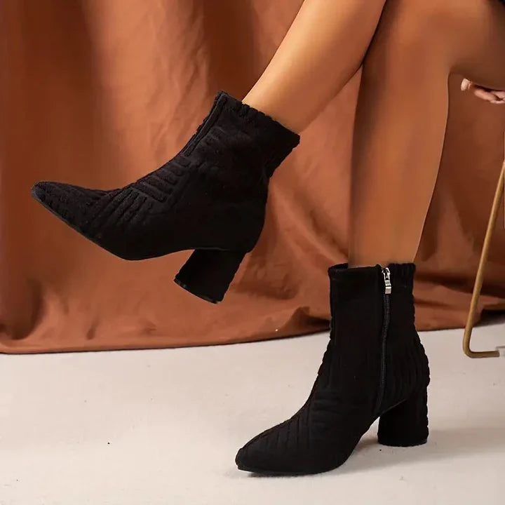 Buty damskie z jednolitym kolorem i blokowym obcasem