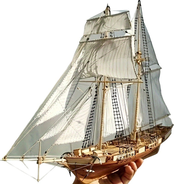 Klasyczny drewniany model żaglowca – szczegółowe puzzle 3D dla miłośników statków