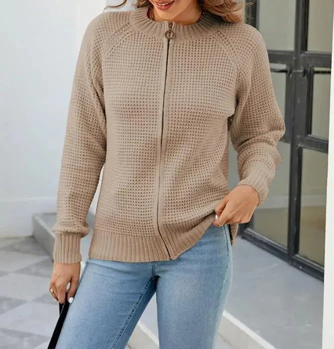 Solidny Casual Damski Kardigan z Zippem