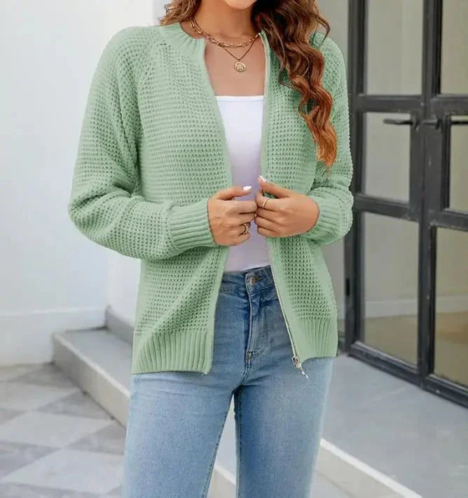 Solidny Casual Damski Kardigan z Zippem