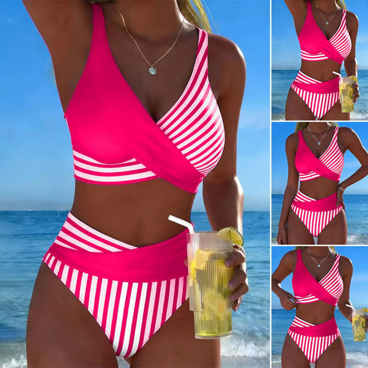 Womens Color-Block Casual Bikini Set