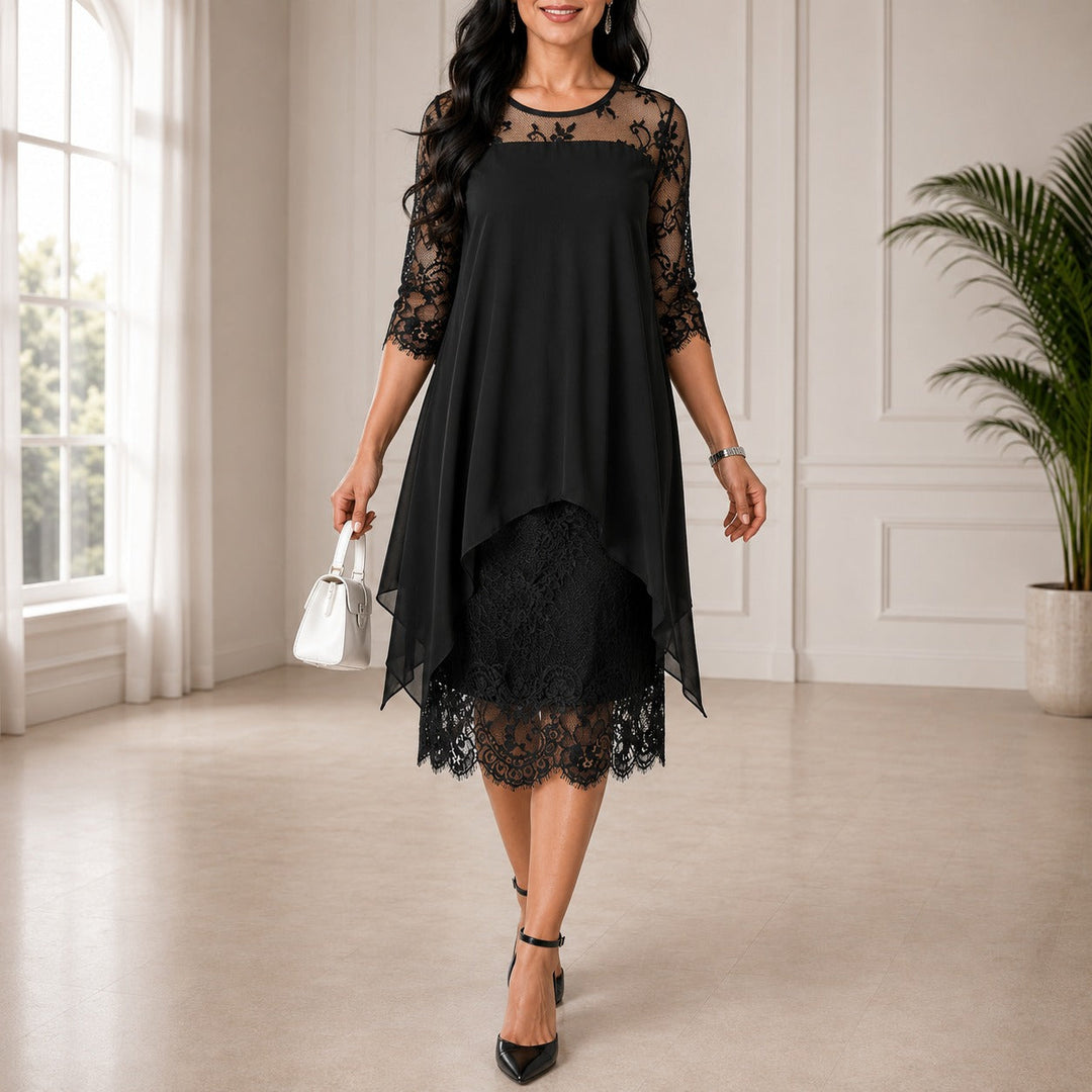 Dorothee, wieczorowa sukienka midi plus size - elegancki styl
