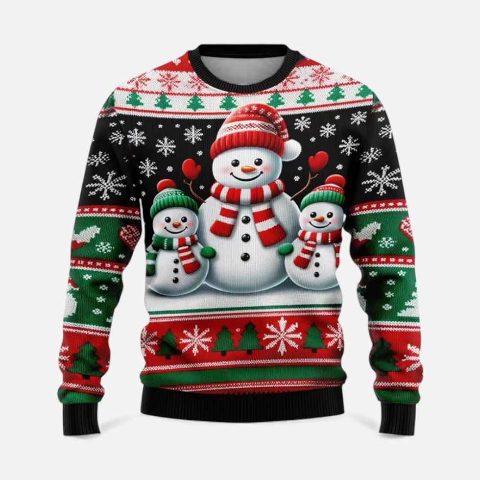 Męski sweter świąteczny z nadrukiem zimowego krajobrazu