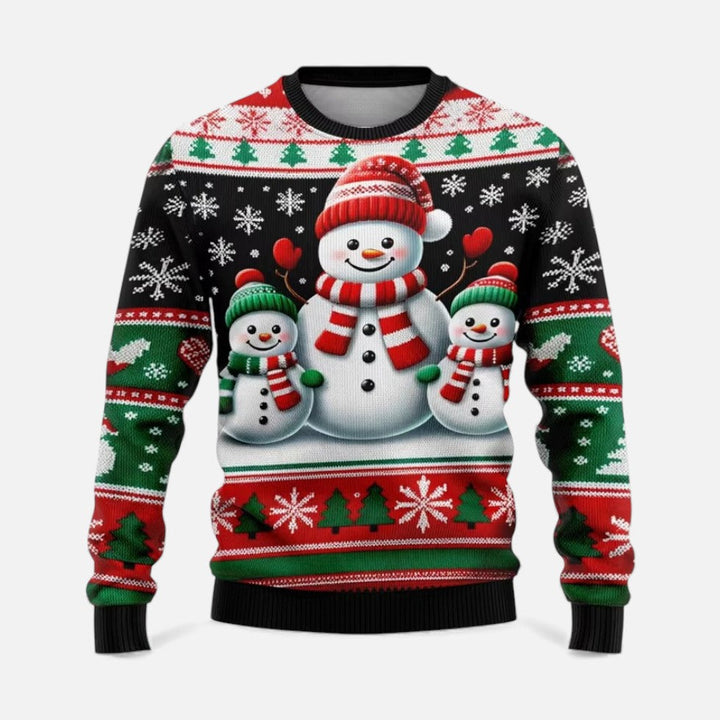 Męski sweter świąteczny z nadrukiem zimowego krajobrazu
