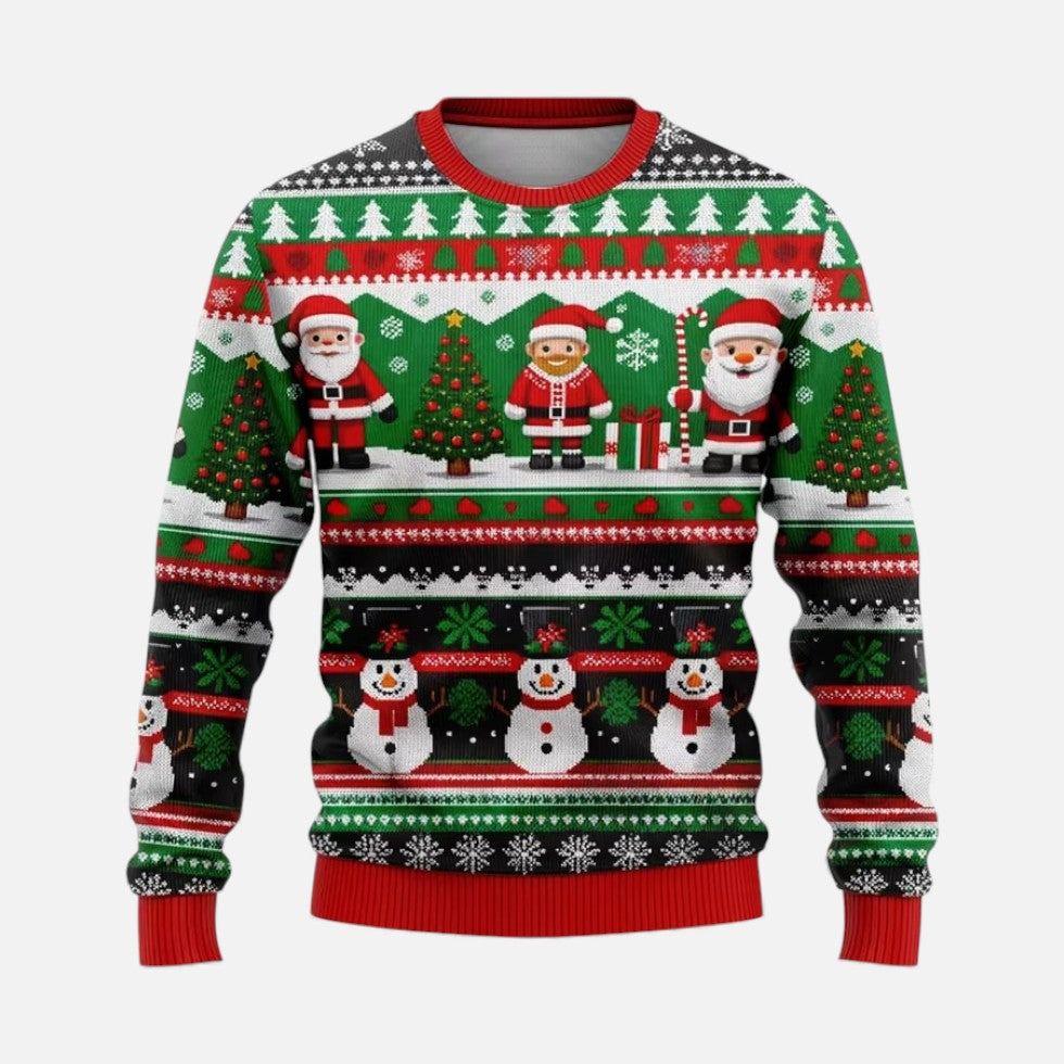 Męski sweter świąteczny z nadrukiem zimowego krajobrazu