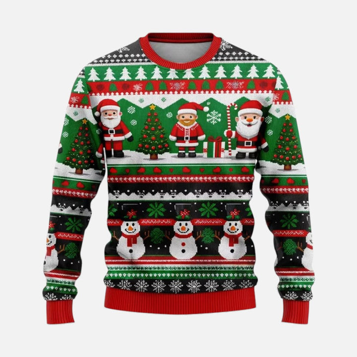 Męski sweter świąteczny z nadrukiem zimowego krajobrazu