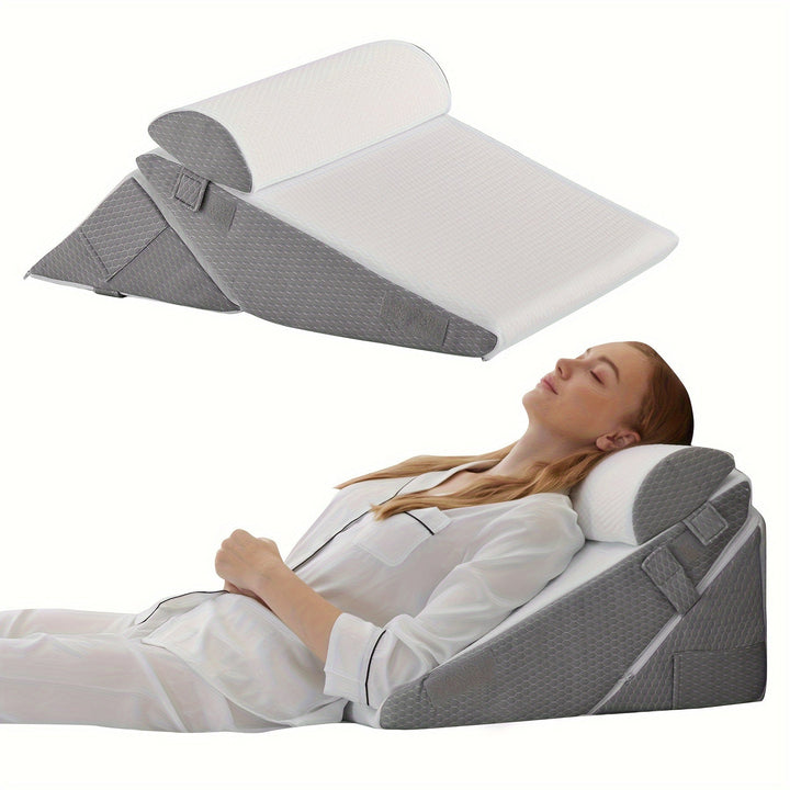 Regulowana Ortopedyczna Poduszka Klinowa RelaxPlus - Premium System Wsparcia z Pianki Memory 7 w 1