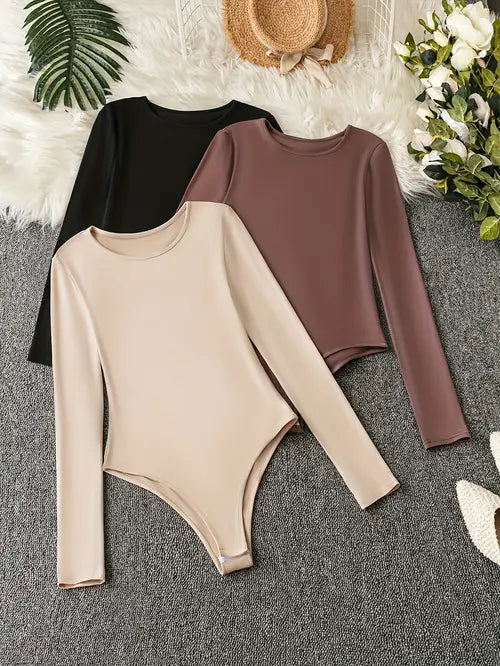 3-Pak Casual Długie Rękawy Body dla Kobiet