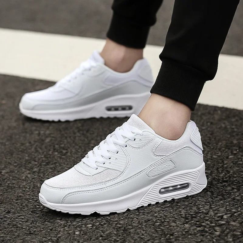 Białe Skórzane Sneakersy Męskie z Wysoką Podeszwą | Nowoczesny Styl Miejski