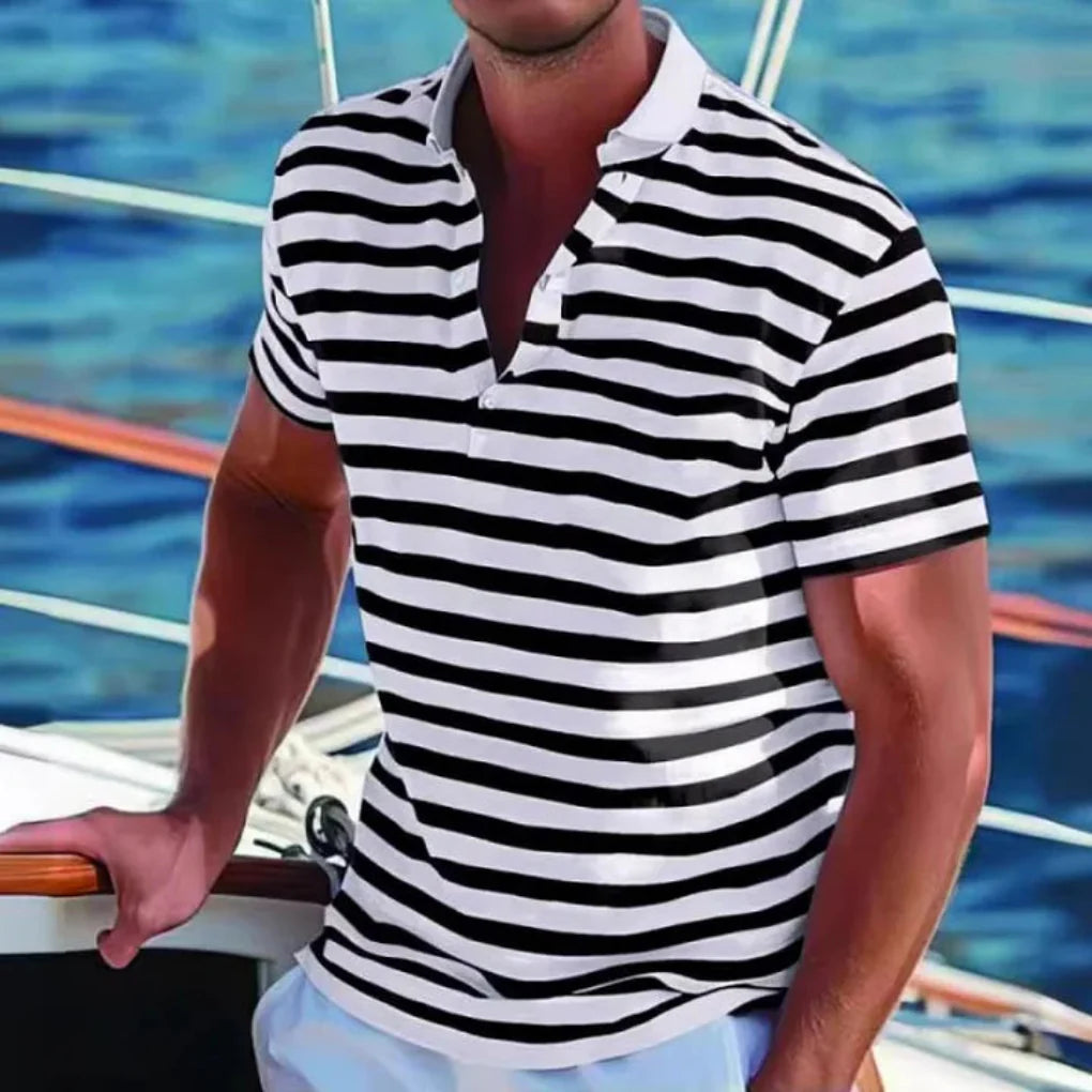Retro Pasiasty Polo dla Mężczyzn