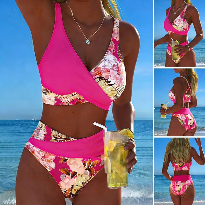 Womens Color-Block Casual Bikini Set
