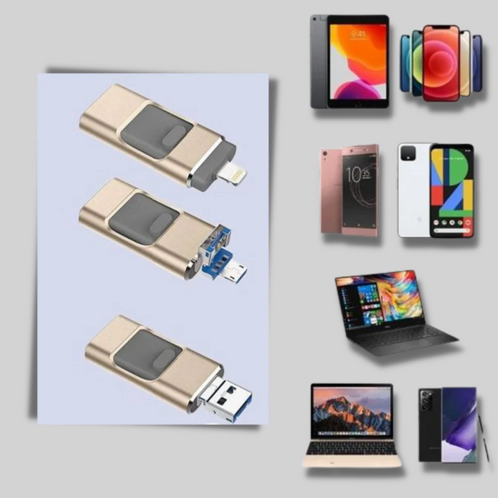 4-w-1 USB Flash Drive – Rozwiązanie do przechowywania z wieloma złączami