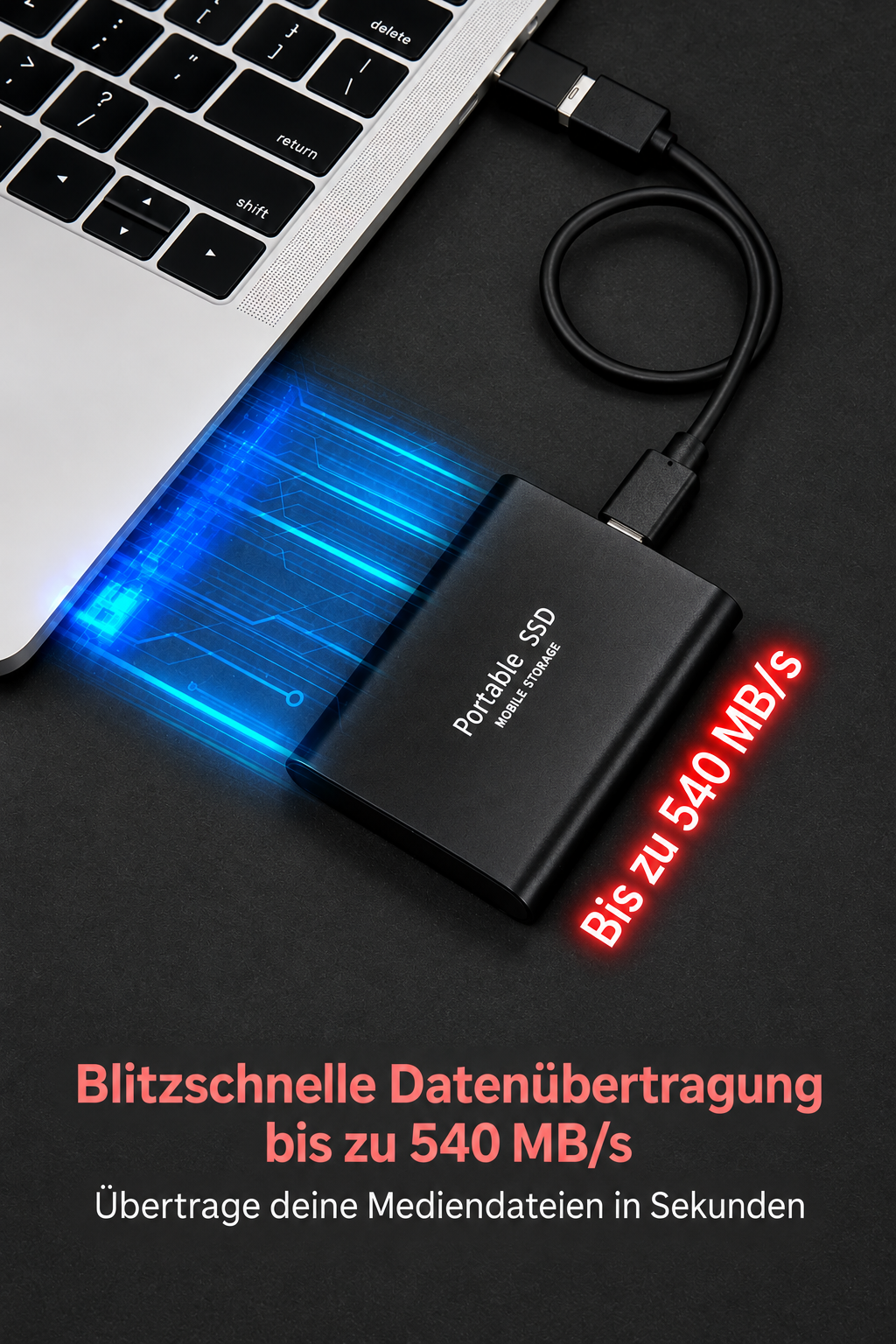Zewnętrzny dysk SSD 128 TB z USB-C i USB 3.1