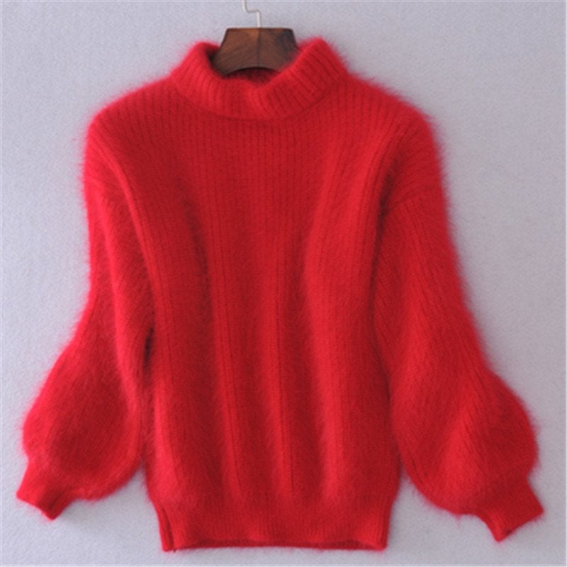 Sweter z golfem z moheru