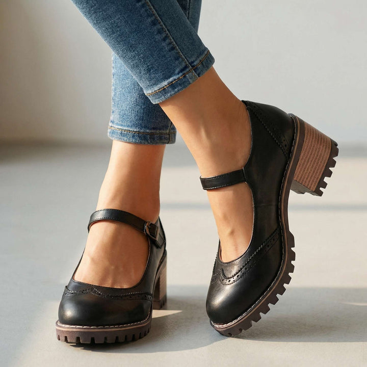 Vintage damskie buty Mary Jane z regulowanym paskiem