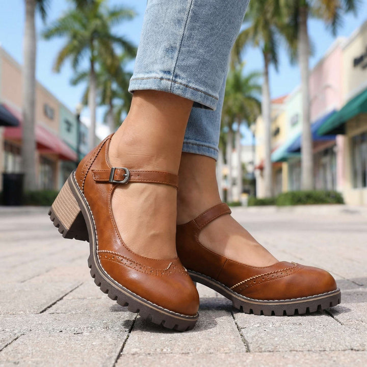 Vintage damskie buty Mary Jane z regulowanym paskiem