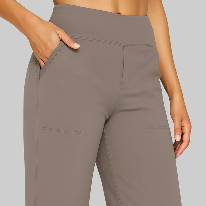 Damskie spodnie z wysokim stanem, stretch – wygodne spodnie bez zapięcia