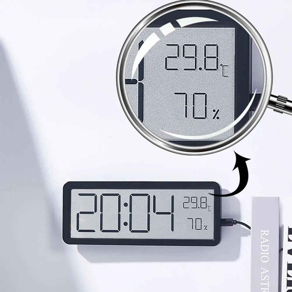Duży cyfrowy zegar ścienny LED z temperaturą