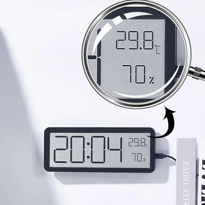 Duży cyfrowy zegar ścienny LED z temperaturą