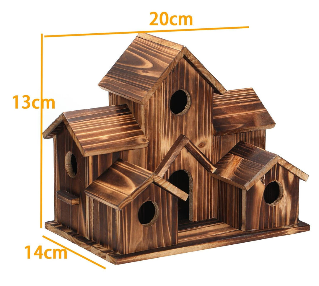 Ręcznie wykonany drewniany domek dla ptaków - 6 otworów - zrównoważony design