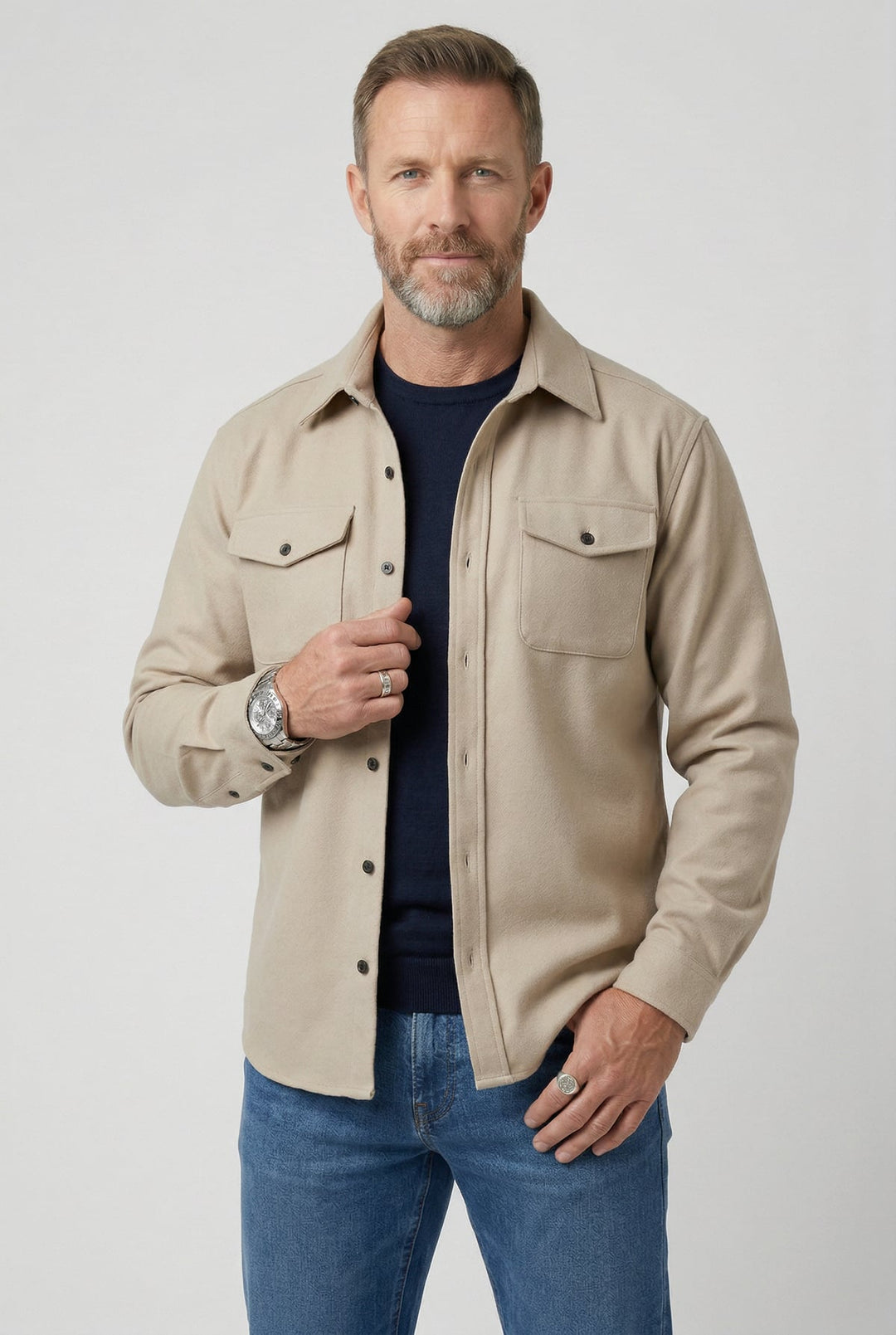 Męska kurtka overshirt z kieszeniami na piersi