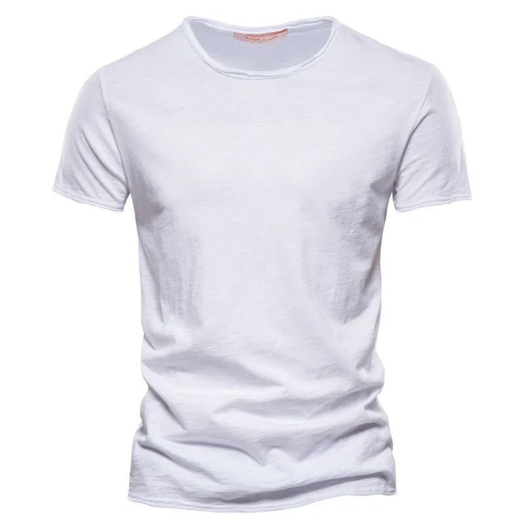 Męski T-shirt z okrągłym dekoltem i fakturą przędzy slub