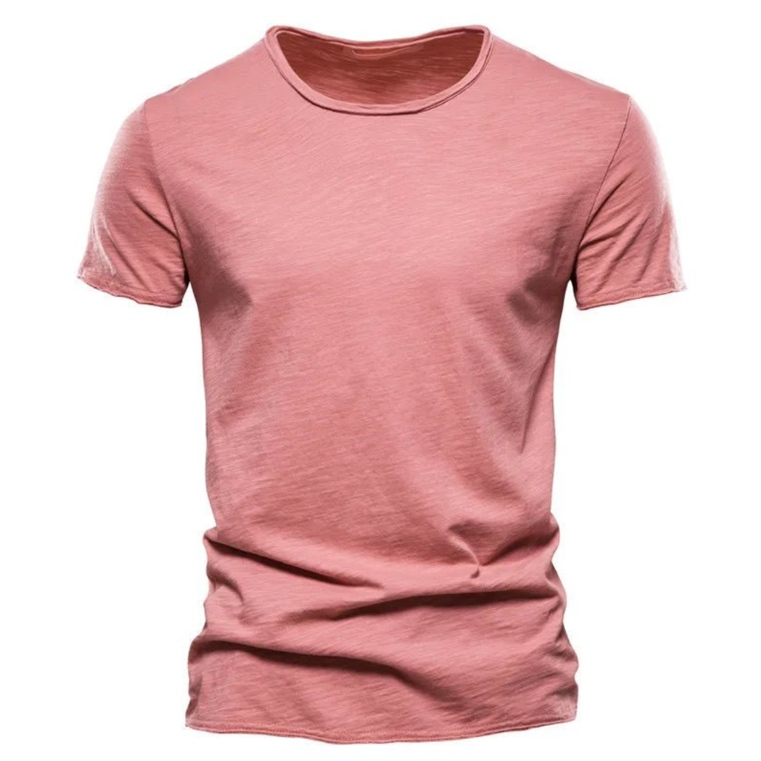 Męski T-shirt z okrągłym dekoltem i fakturą przędzy slub
