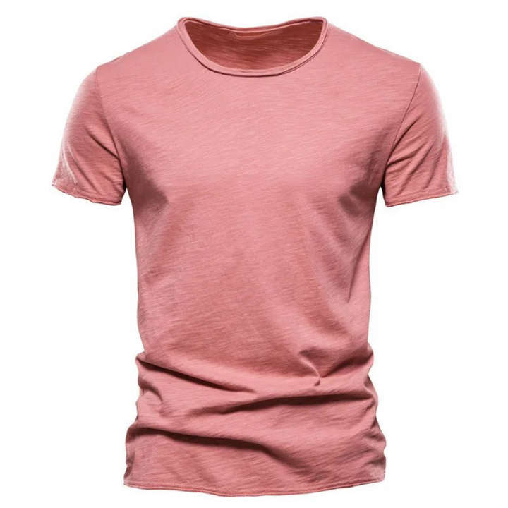 Męski T-shirt z okrągłym dekoltem i fakturą przędzy slub