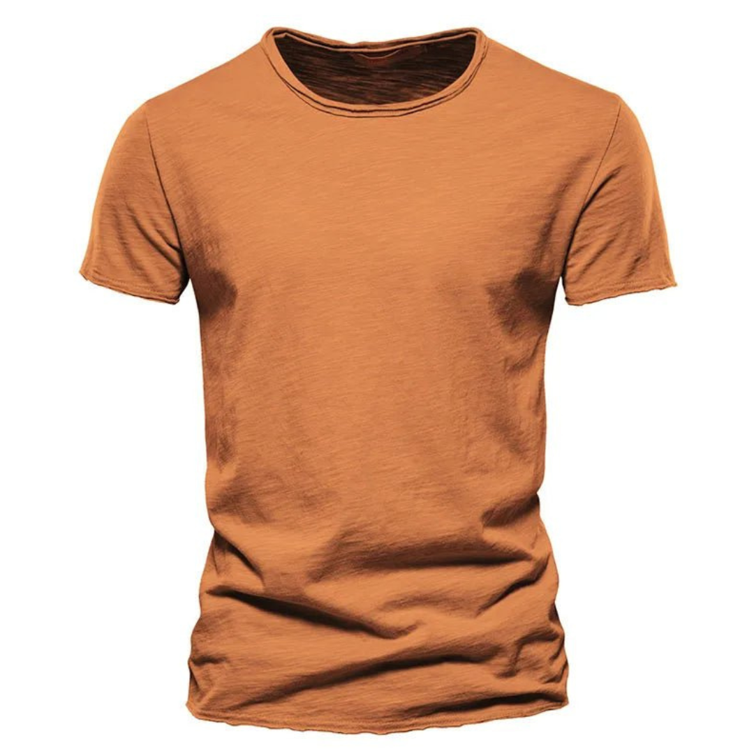 Męski T-shirt z okrągłym dekoltem i fakturą przędzy slub