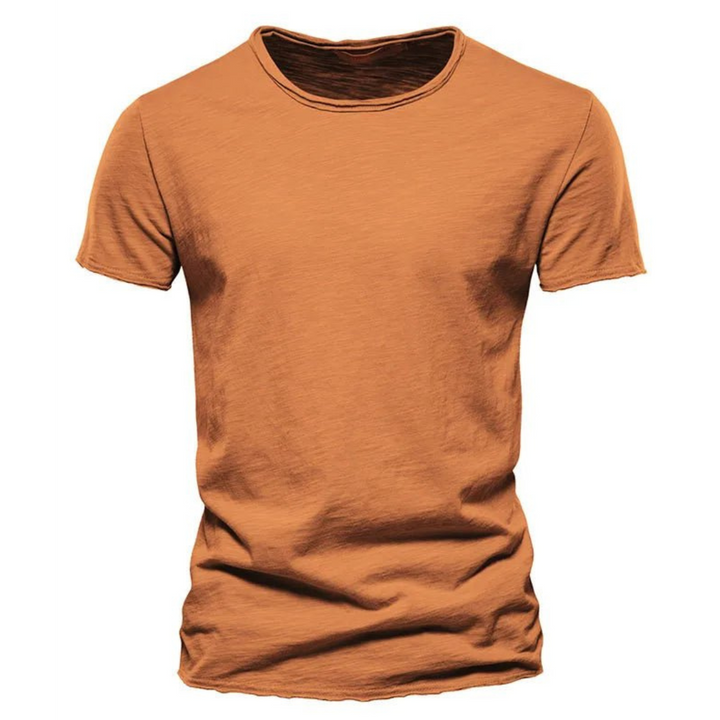 Męski T-shirt z okrągłym dekoltem i fakturą przędzy slub