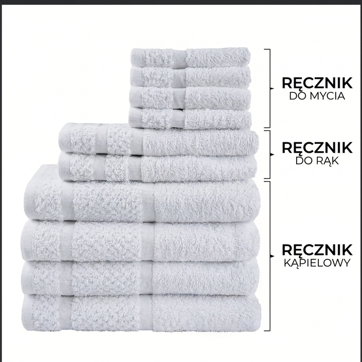 Komplet Ręczników 10 Elementów