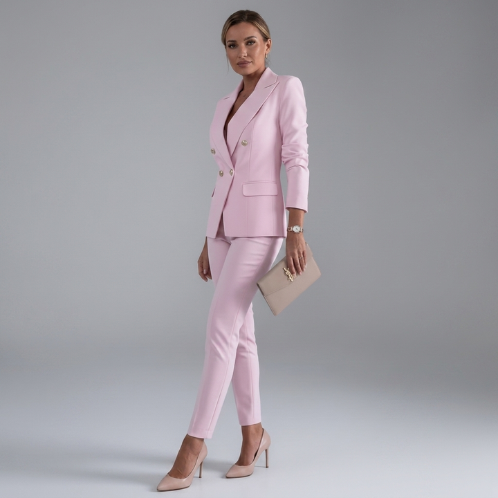 Garnitur Damski Elegancki Spodnie Proste
