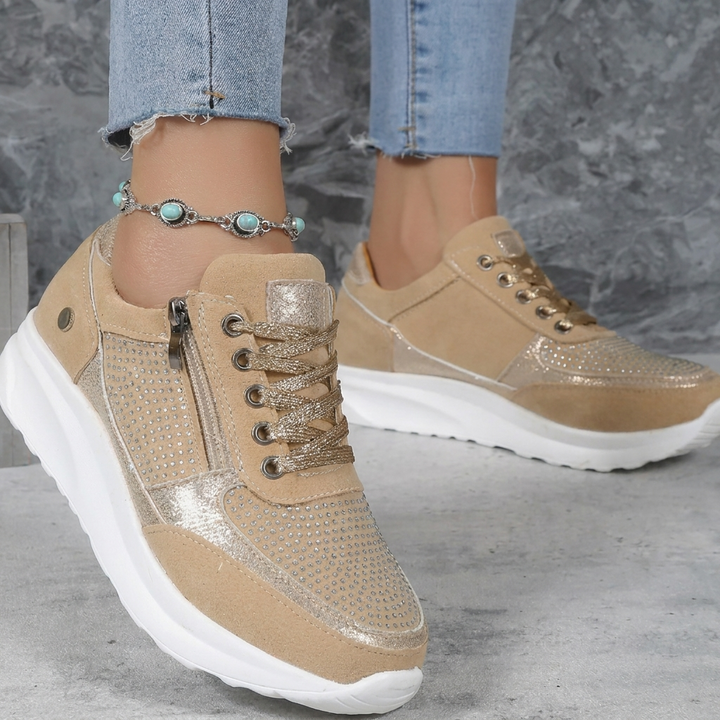 Buty Damskie  Sznurowane Z Zamkiem