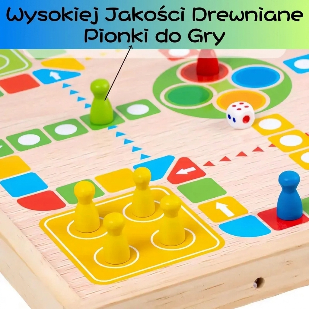 Drewniana gra planszowa 2 w 1 – chińskie warcaby i gra „Aeroplane Chess”