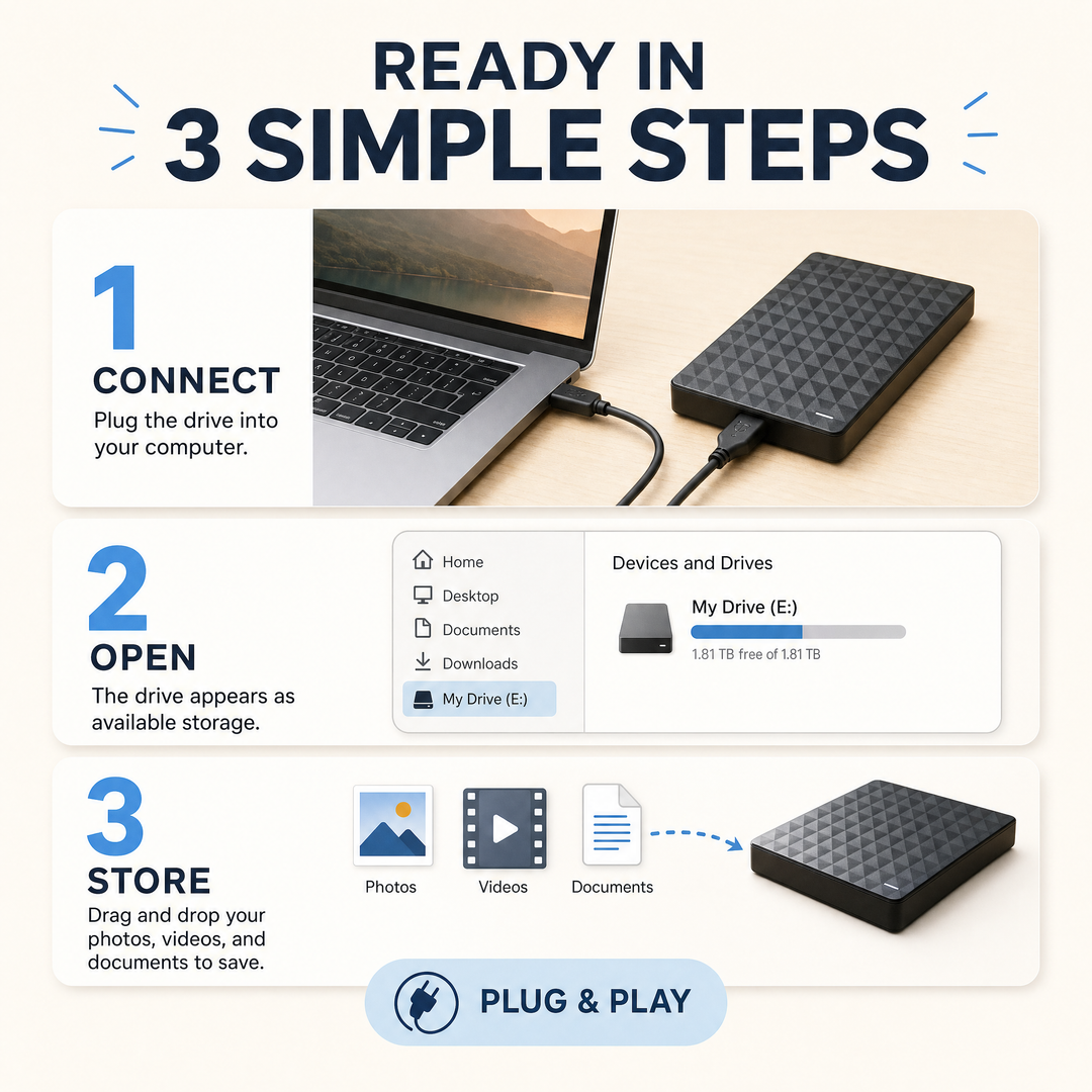 Zewnętrzny dysk HDD 10 TB – przenośny dysk USB 3.0 na pliki i kopie zapasowe
