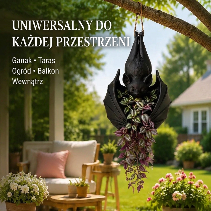 Halloweenowa Wisząca Doniczka w Kształcie Nietoperza