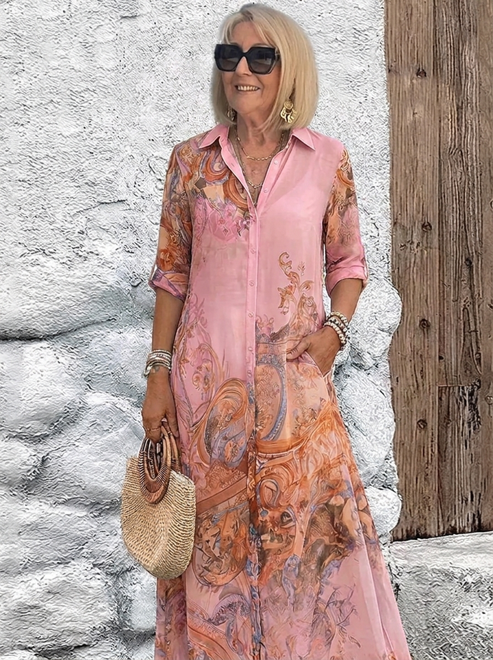 Śródziemnomorska sukienka maxi w stylu resort