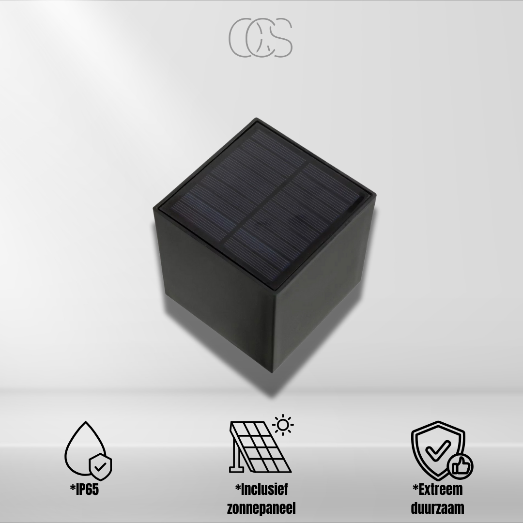 Luksusowa solarna lampa ścienna LED | Bezprzewodowa | IP65 | Na zewnątrz | Czarna