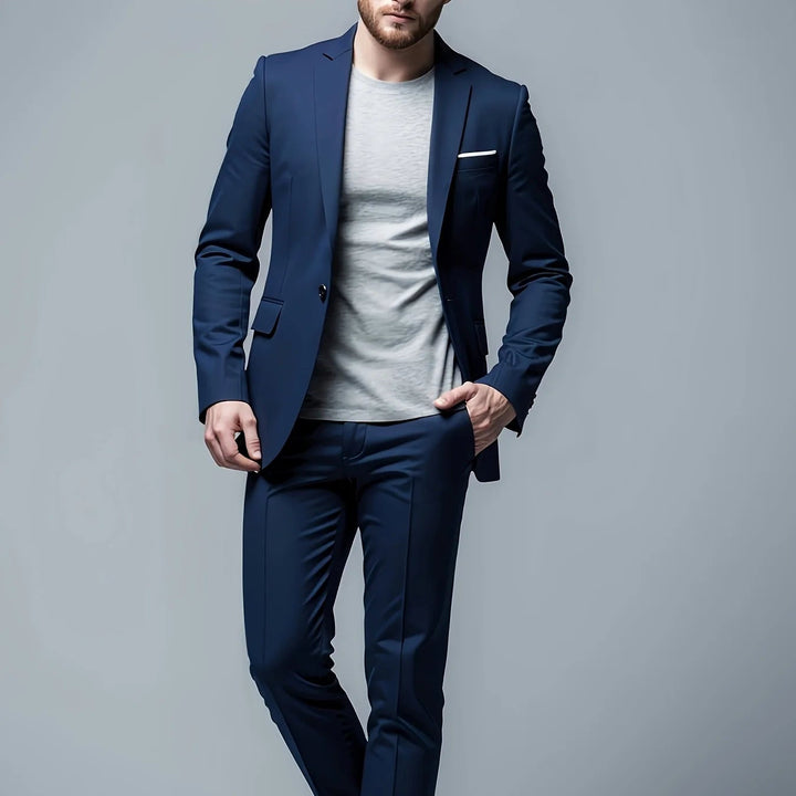 Męski garnitur slim fit – marynarka i spodnie w stylu business casual