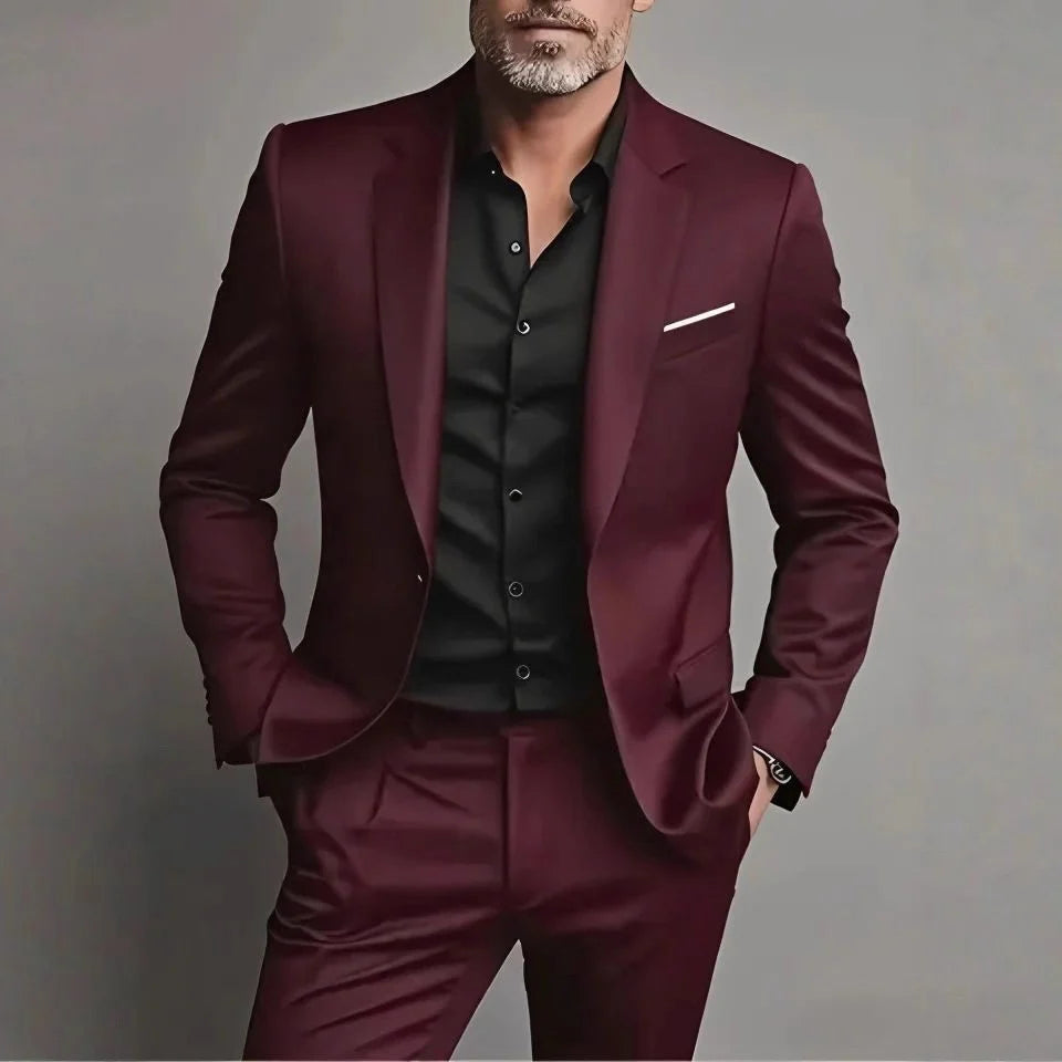 Męski garnitur slim fit – marynarka i spodnie w stylu business casual