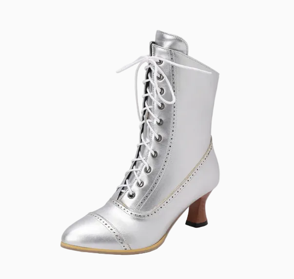 Damskie sznurowane botki w stylu retro – vintage botki na obcasie